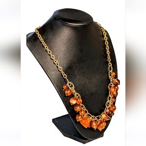 Metallic Golden With Rustic Orange Shell Beads Necklace